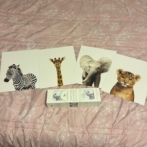 Safari baby animal nursery decor 8x10 prints and zebra blanket